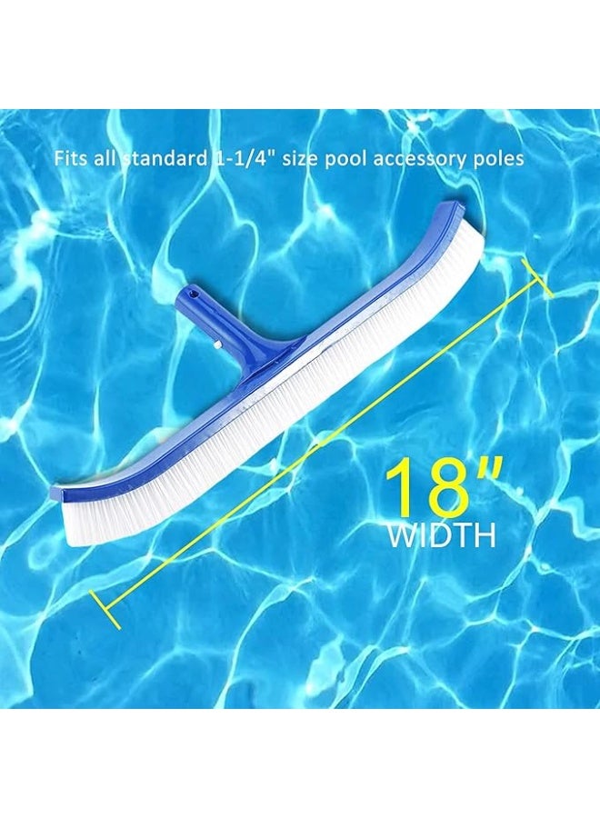 ماى سوق رأس فرشاة تنظيف حمامات السباحة شديدة التحمل مقاس 18 بوصة - شعيرات نايلون متينة وتصميم منحني لتنظيف الجدران والأرضيات والزوايا - لون أزرق. - Image 2